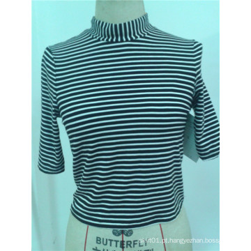 Algodão Mulher Amostra Stripe Top Blusas Mujer